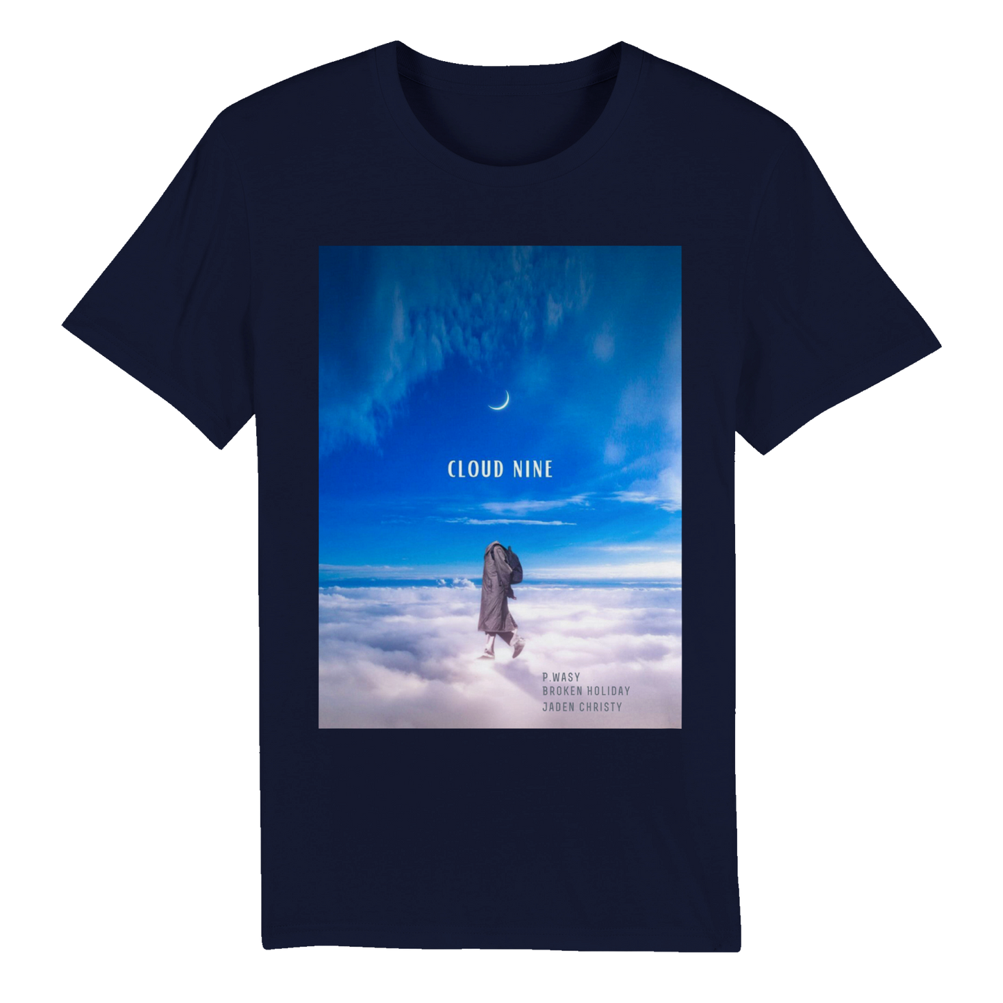 Organic Unisex Crewneck T-shirt. 'Cloud 9' Cover Art