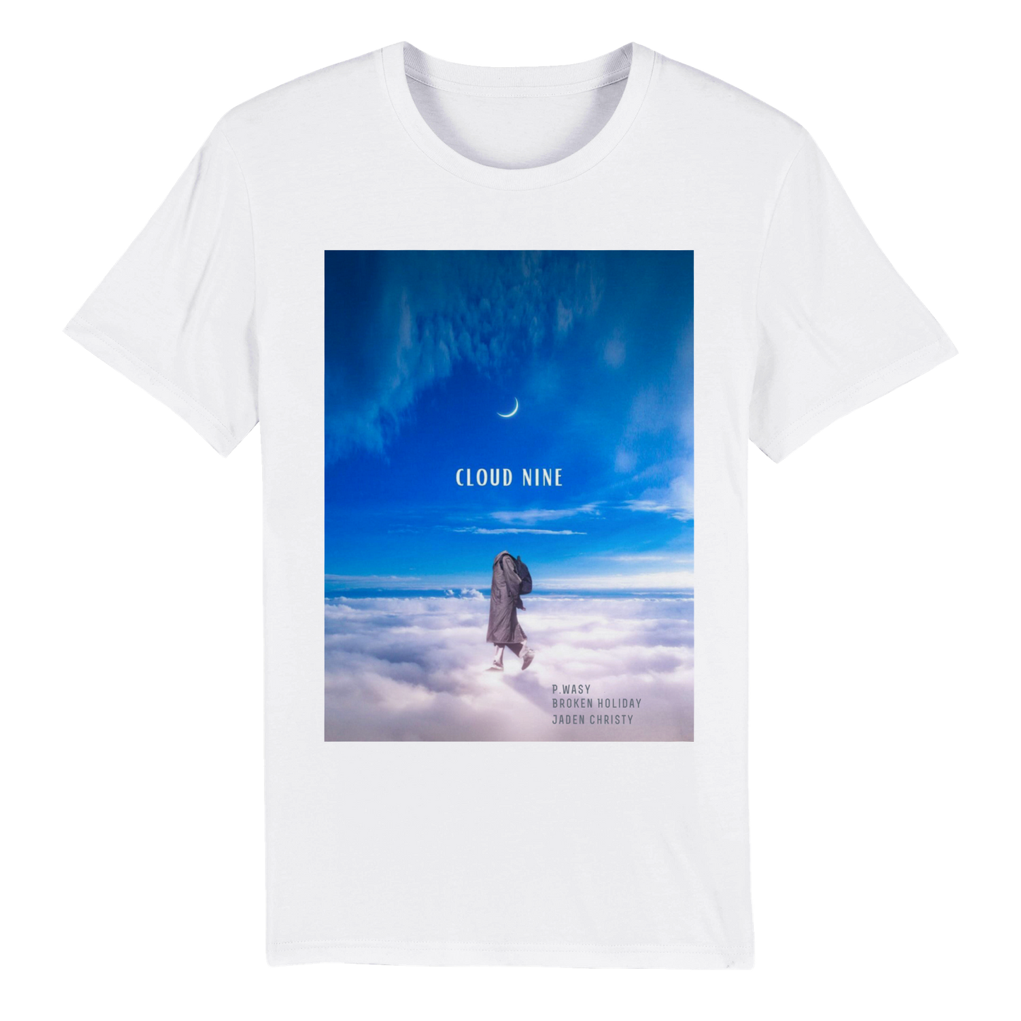 Organic Unisex Crewneck T-shirt. 'Cloud 9' Cover Art